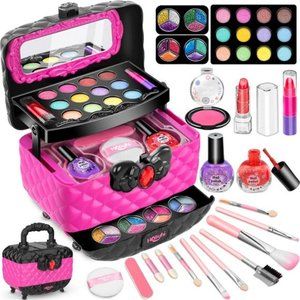 41 Pcs Kids Makeup Toy Kit for Girls, Washable Makeup Set Toy with Real Cosmetic